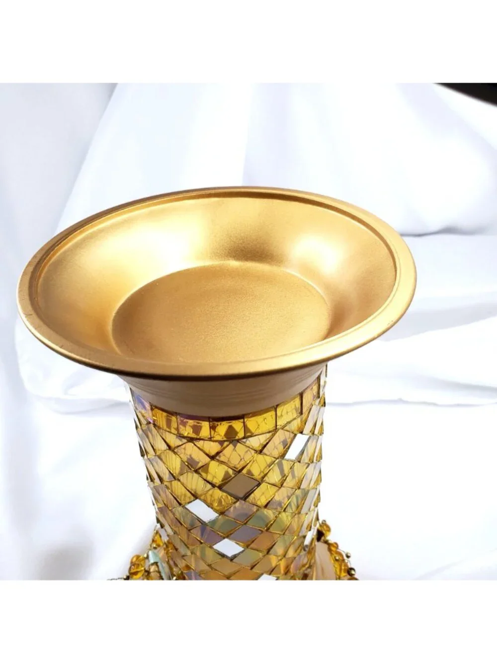 Partylite P9903 Gold Mosaic Column Candle Holder 9